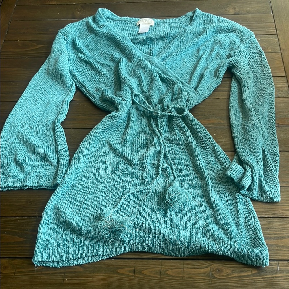 Teal Knit Wrap Dress L Space size M